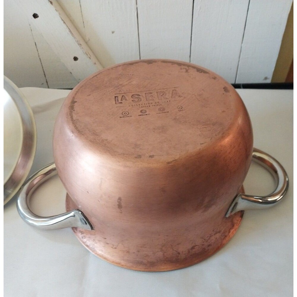 La Sera Cookware Copper Kettle/Pot Collection De Luxe Copper Triply w/Lid - Picture 12 of 15